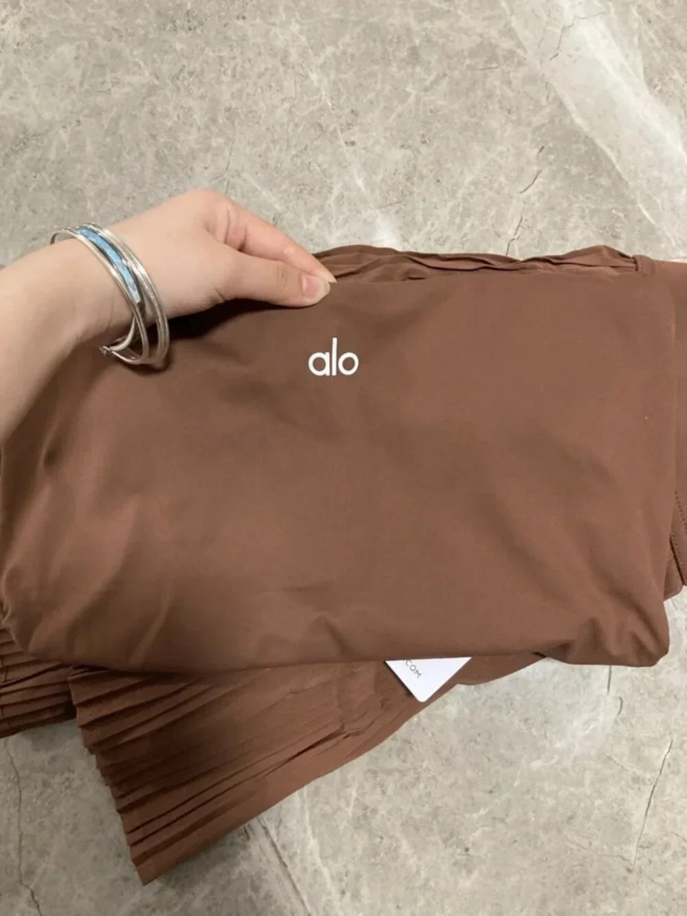 ALO Yoga Brown Pleated Skater Tennis Skirt